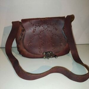 Brown Leather Crossbody Saddle Bag